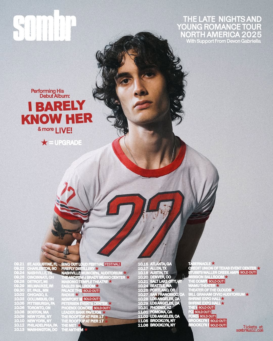 Sombr Late Nights and Young Romance Tour Poster 2026