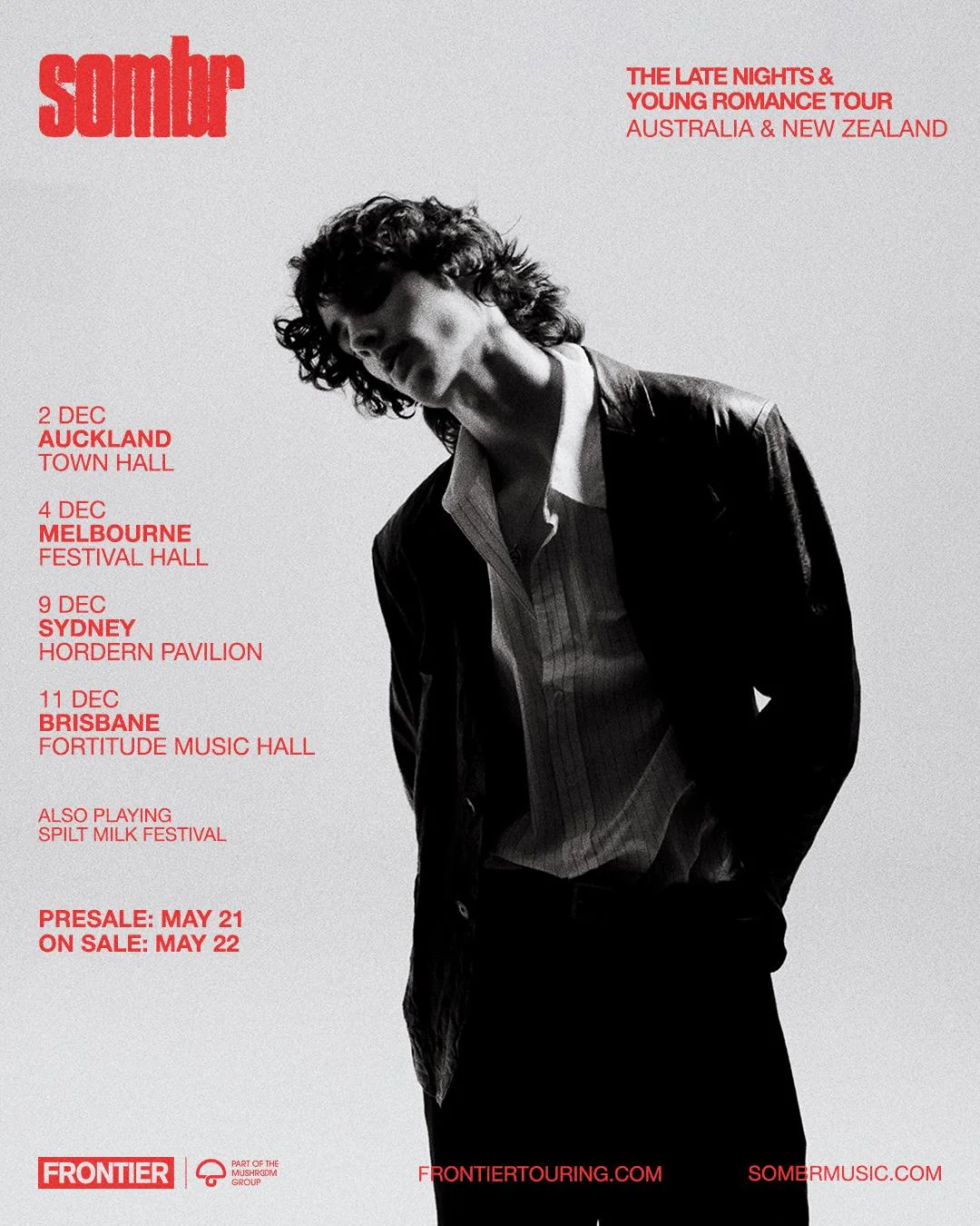 Sombr Late Nights and Young Romance Tour Poster 2026